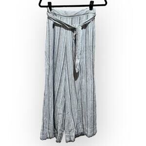 Cloth & Stone NWOT Striped Tie Waist Frayed Hem Wide Leg Crops sz M
